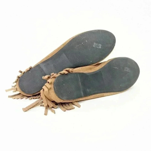 Mojo Moxy Leather Fringe Tassel Ballet Flats - 9 - Picture 9 of 12